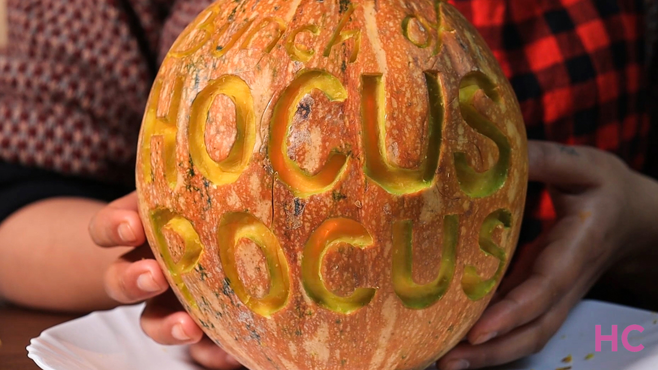 Hocus Pocus Pumpkin Carving - carved 1