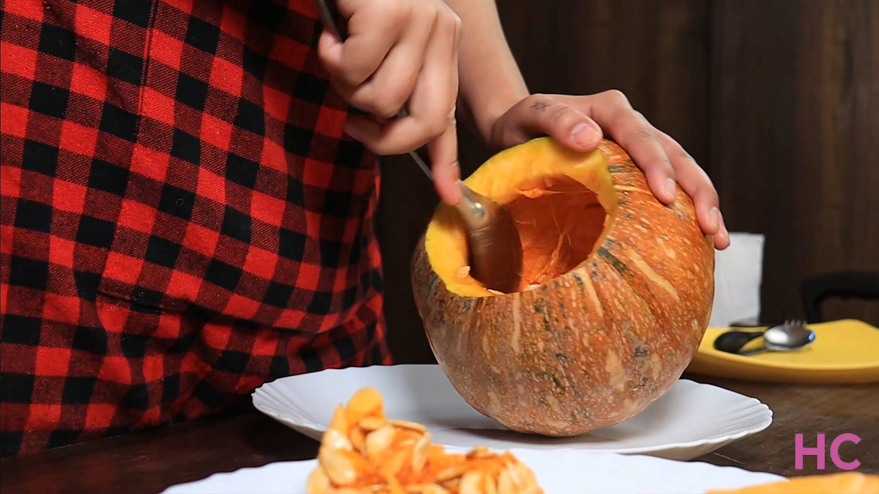 Hocus Pocus Pumpkin Carving - empty innards