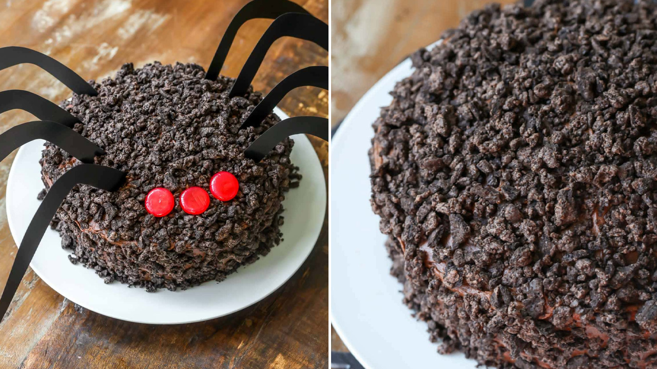 Oreo Halloween Cake Recipes - Chocolate Oreo Spider Cake