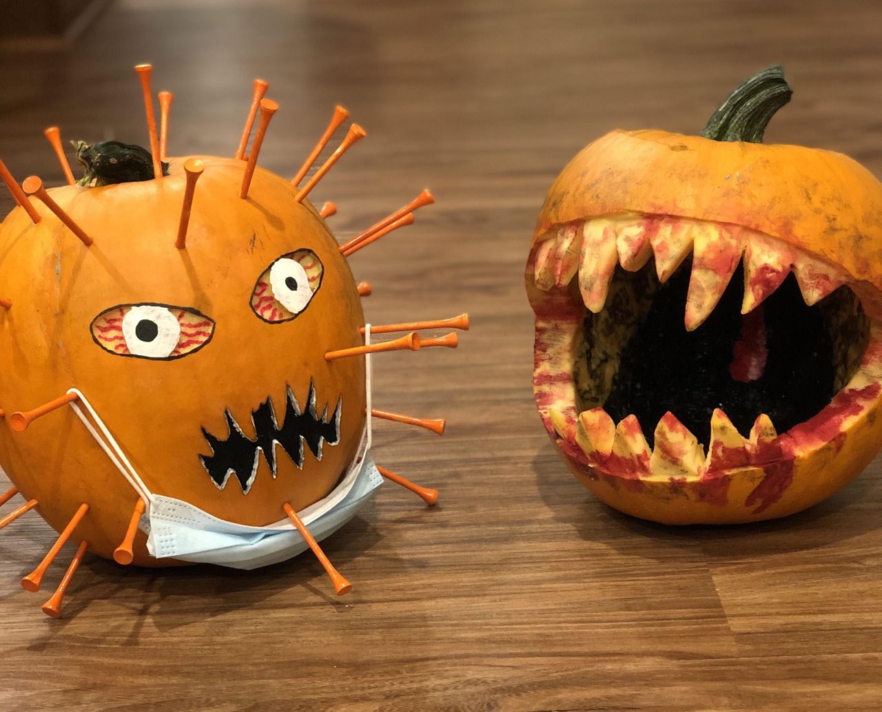 Pac-man uncaged pumpkin carving pattern with large teeth