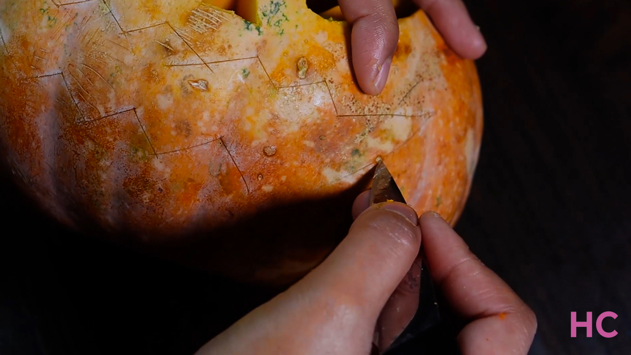 Pumpkin Carving- draw a moth with jagged teeth