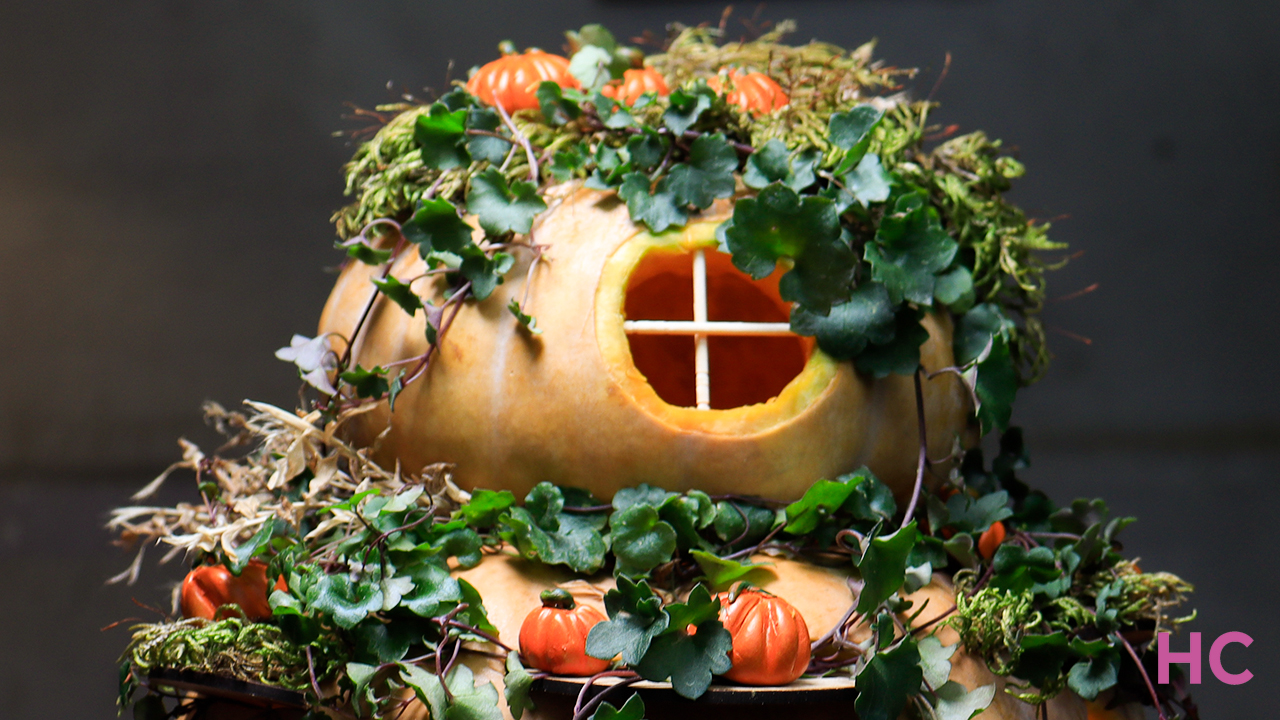 Pumpkin Fairy House - closeup