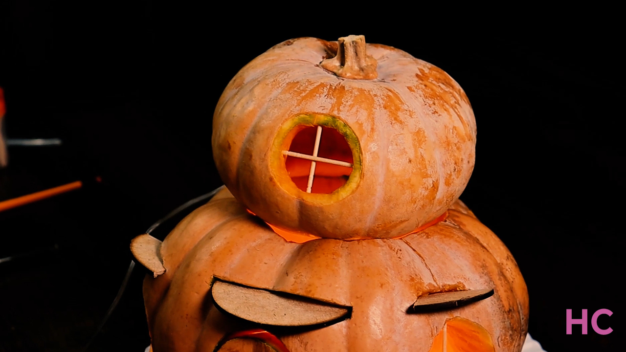 Pumpkin Fairy House - put lights inside bigger pumpkin and put smaller one on top