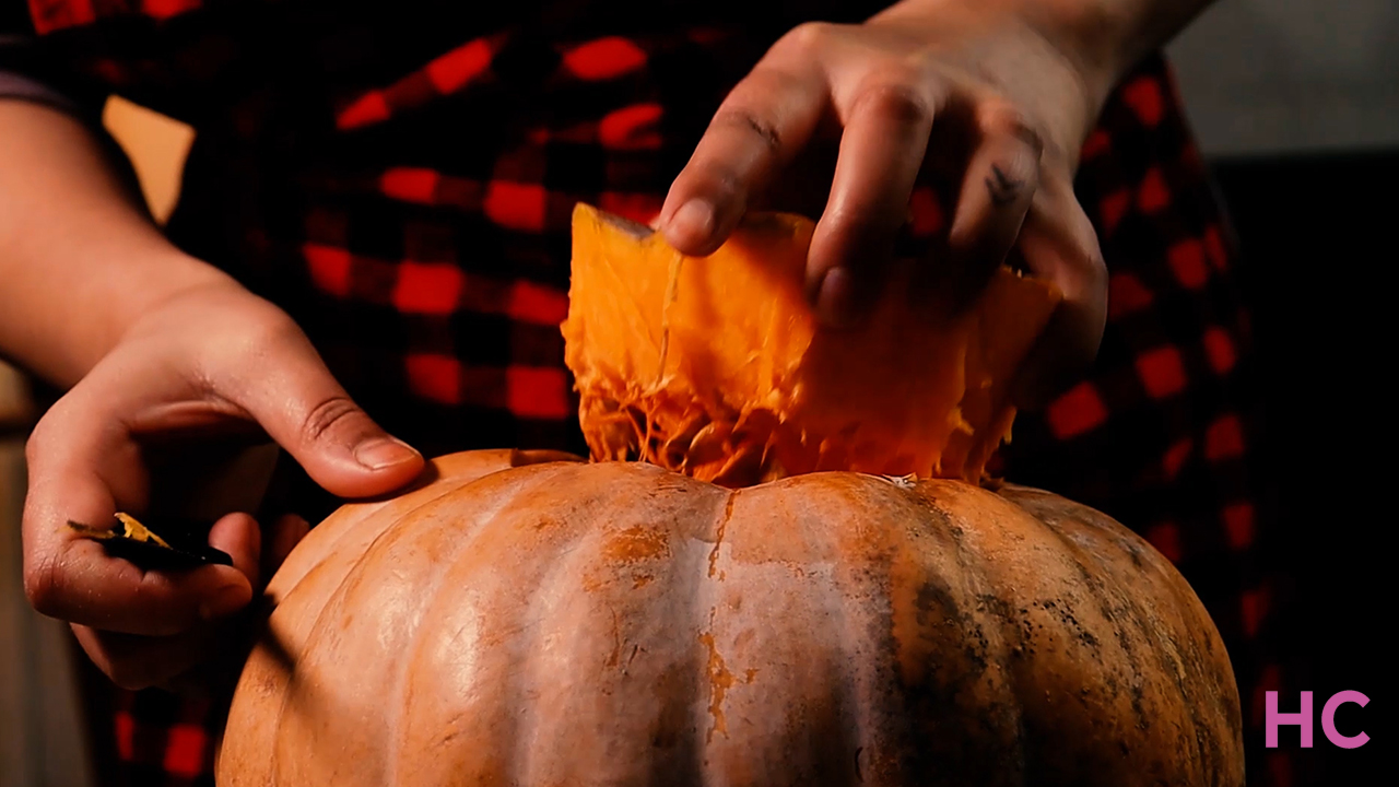 Pumpkin Fairy House - remove the top