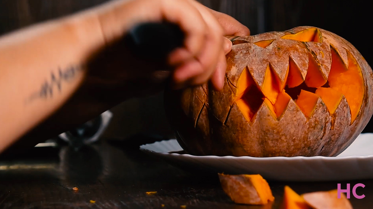 Scary Pumpkin Carving Tutorial for Halloween-remove excess flesh