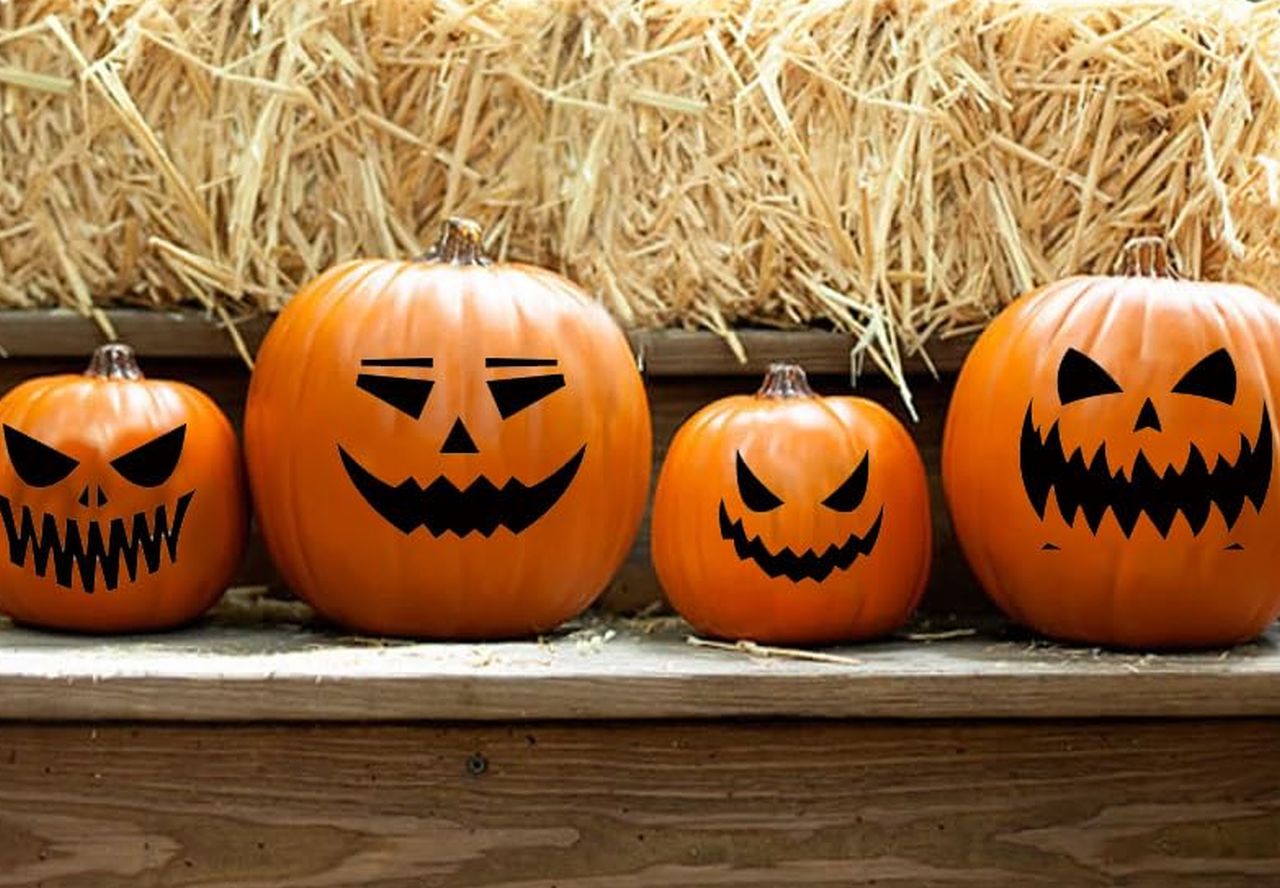 Scary face decal for pumpkin decoration