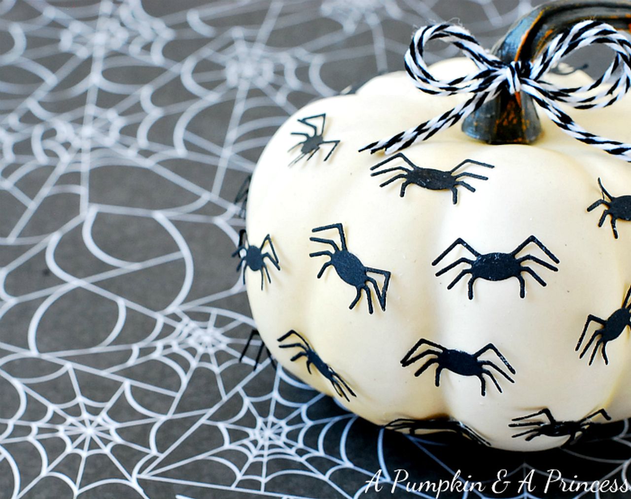 Spider-themed pumpkin for Halloween