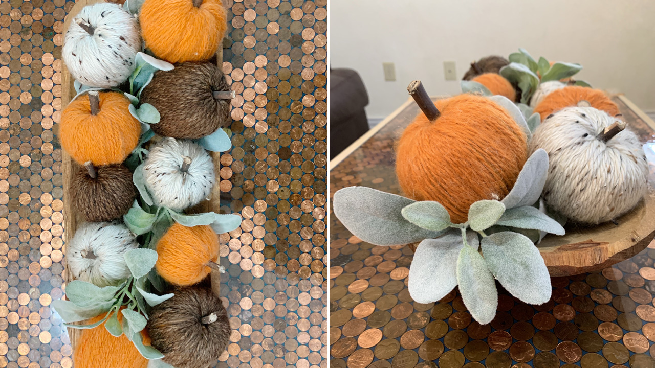 Yarn-Wrapped Pumpkins