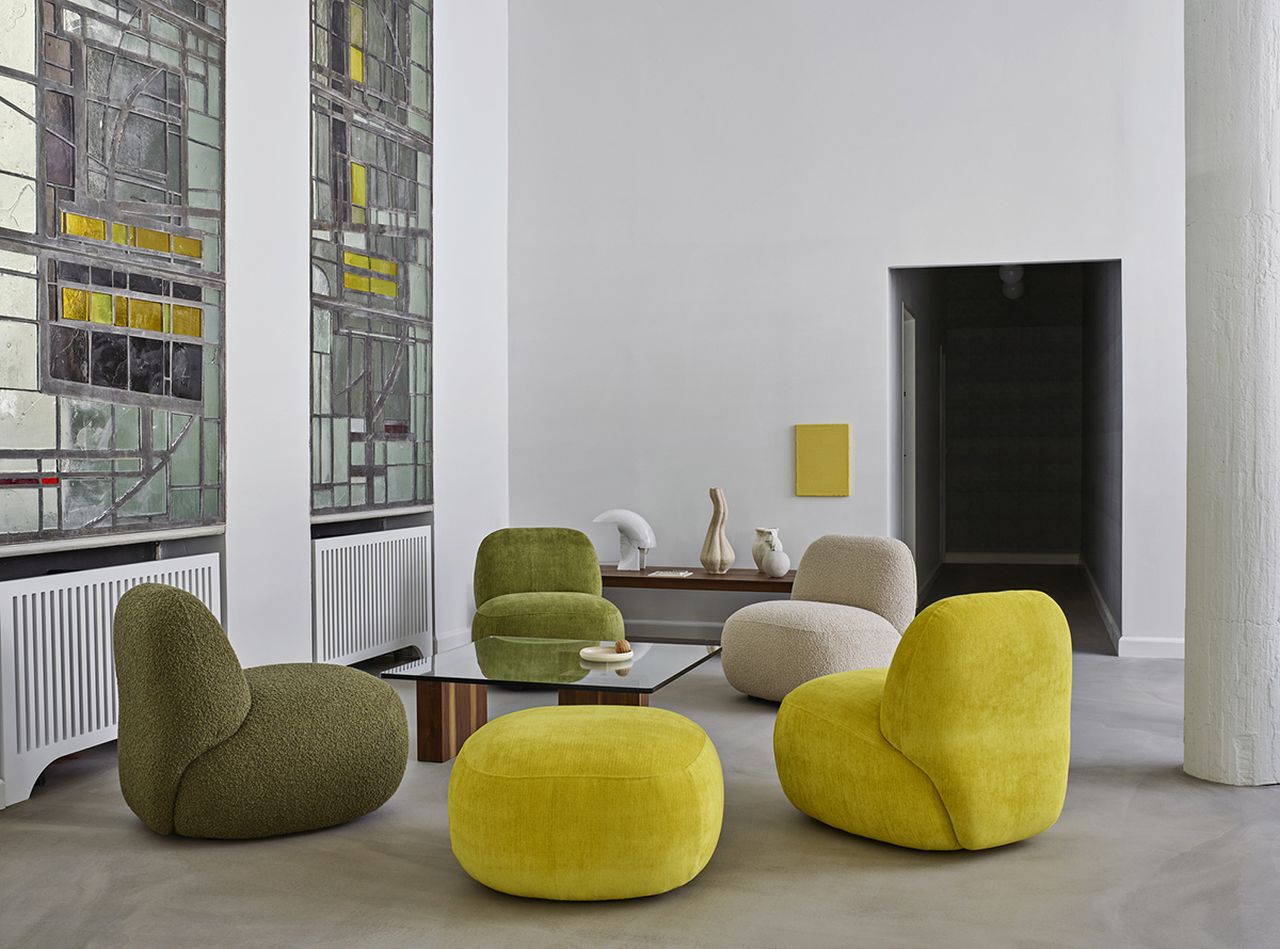 Havana Lounge Chair for Eilersen presents a variety of solid-colored textured or patterned fabrics