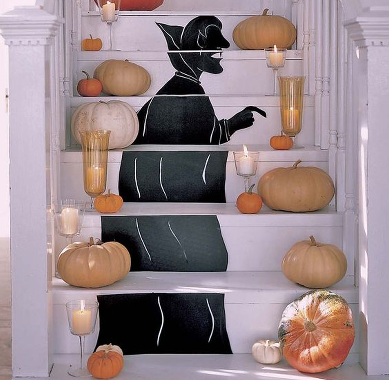 spooky stairway vampire for Halloween staircase decorations