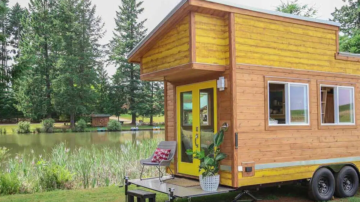 Beachy Bohemian Tiny House Boasts Bunk Beds and Folding Deck