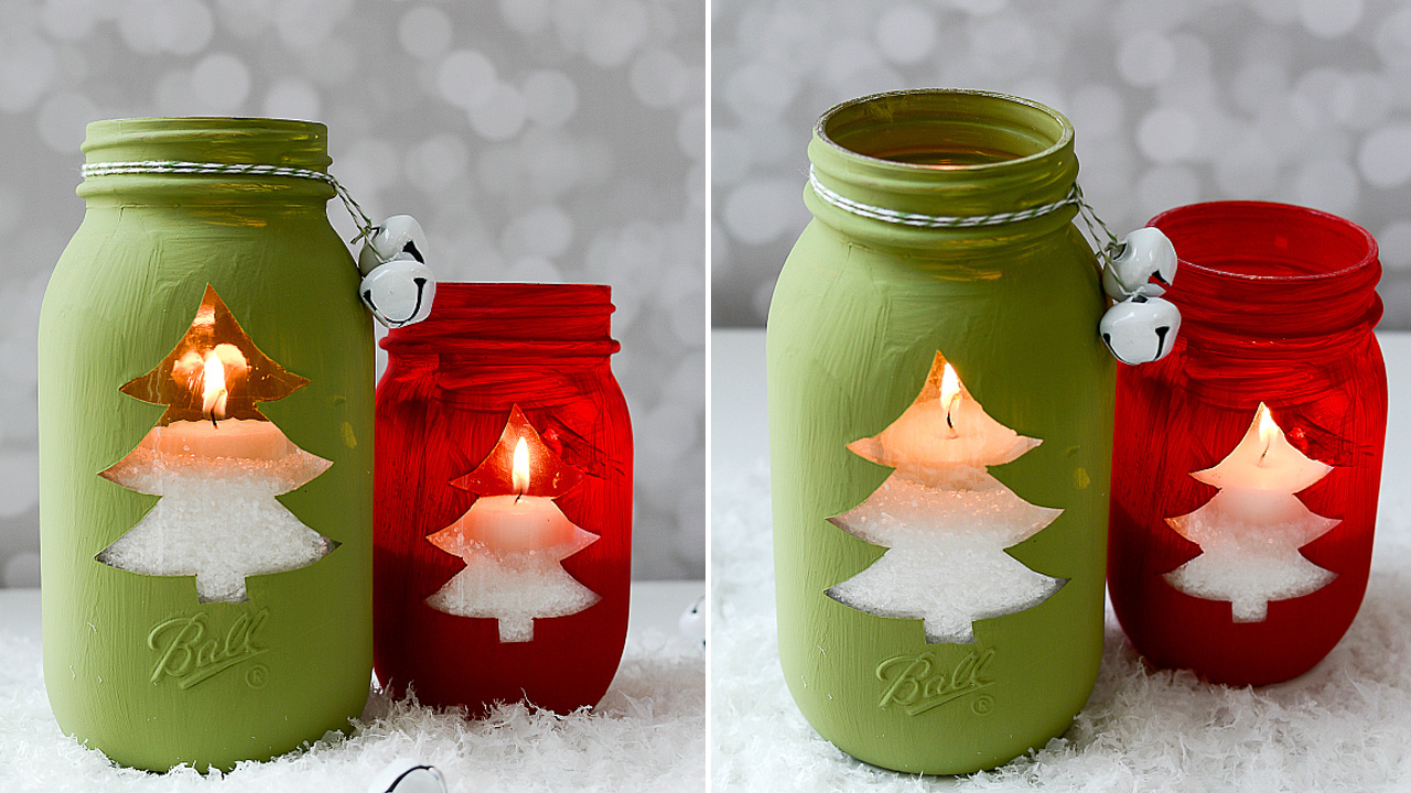 Christmas Tree Mason Jar Votive