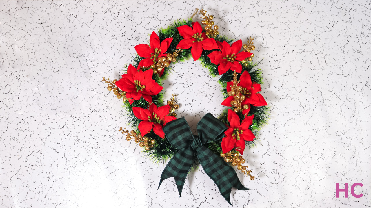 DIY Christmas Poinsettia Wreath Tutorial