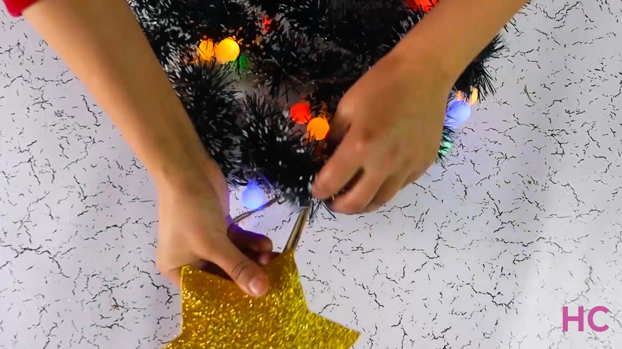 DIY Christmas Tree Wreath - Add tree topper star