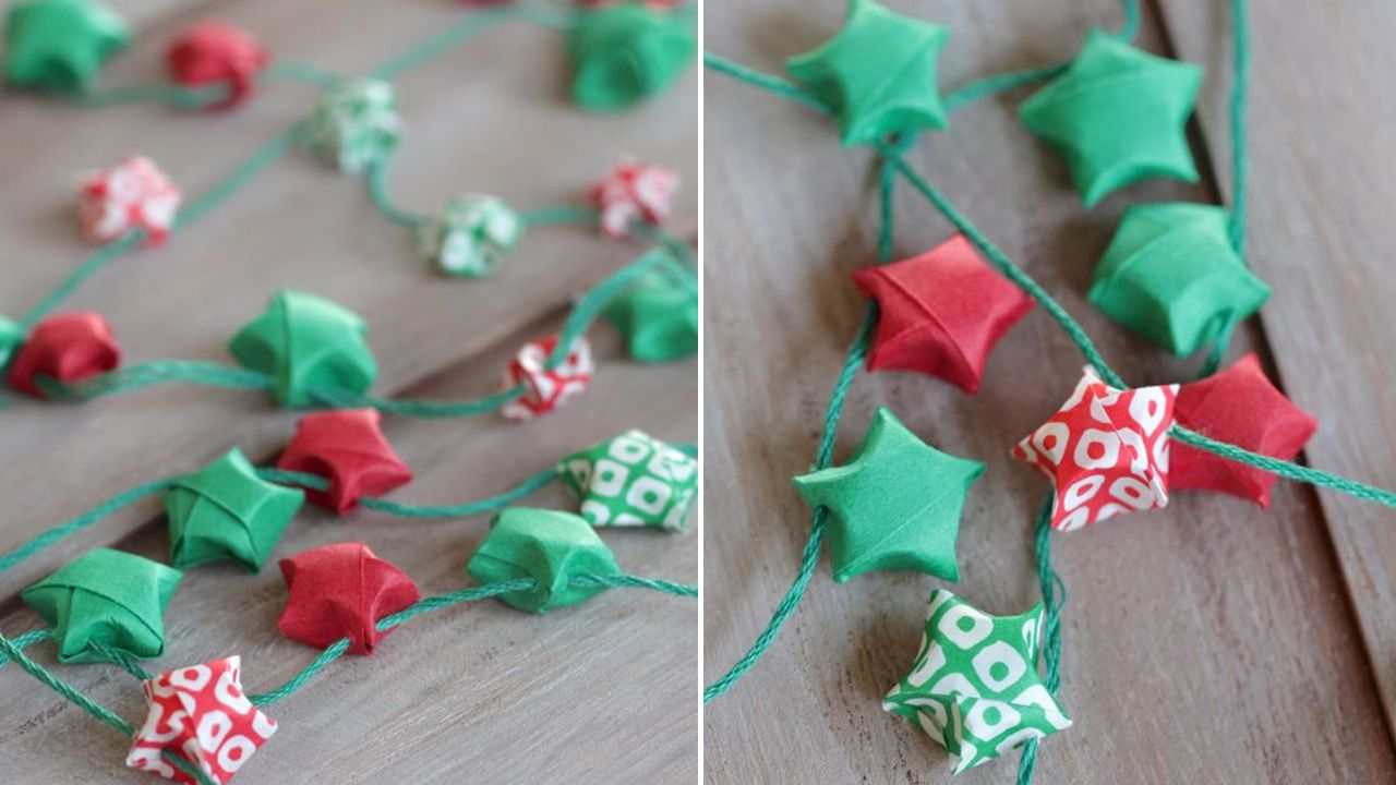 DIY Paper Christmas Garlands - Origami Stars