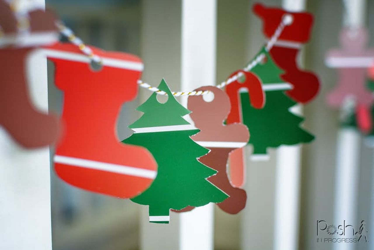 DIY Paper Christmas Garlands - Paint Sample Cards Garland