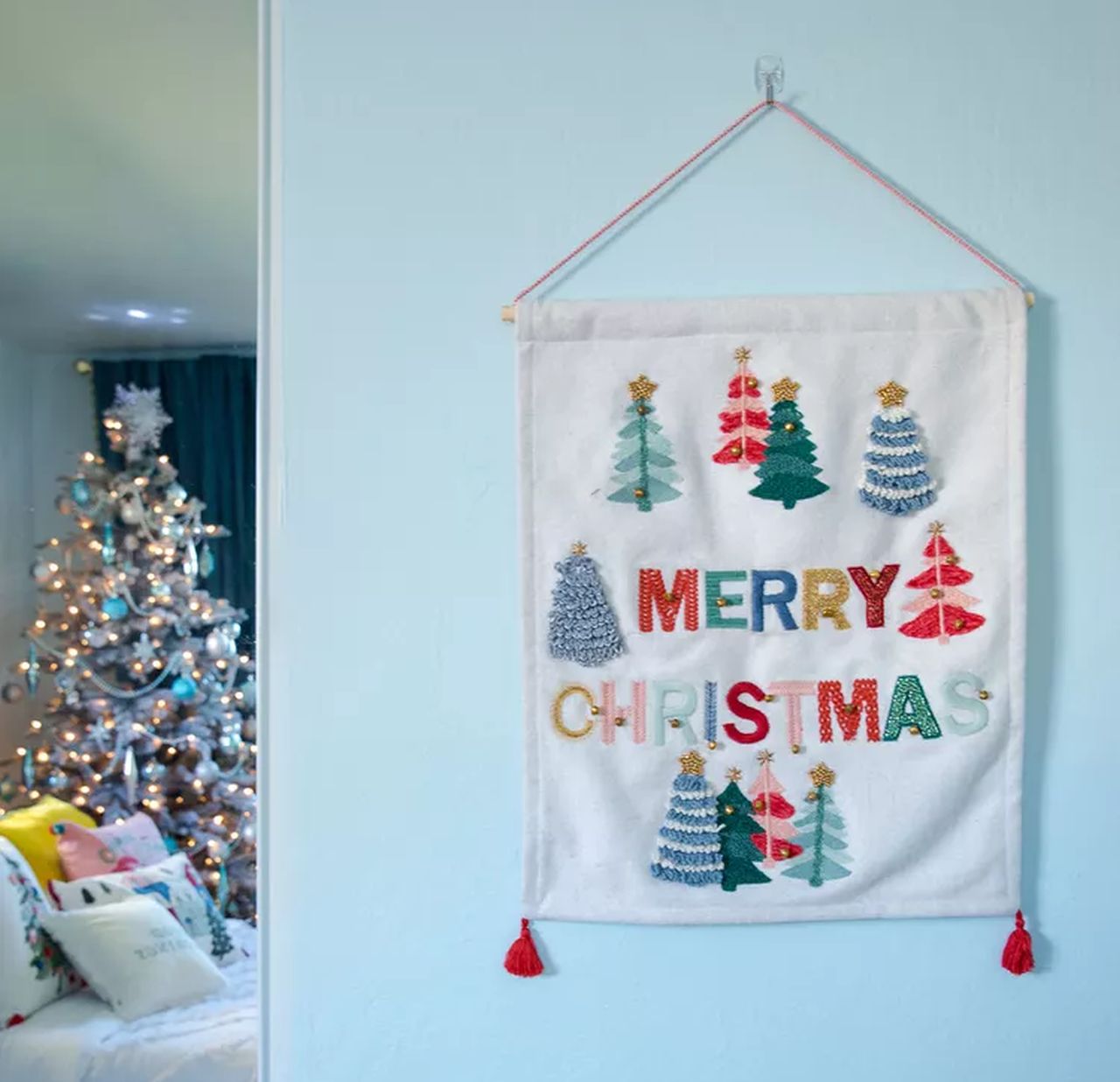 Embroidered Wall Hanging for Christmas decorations