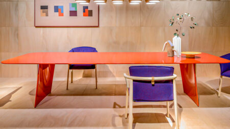 Frank Table by Pedrali plays upon the possibilities of aluminum as a material
