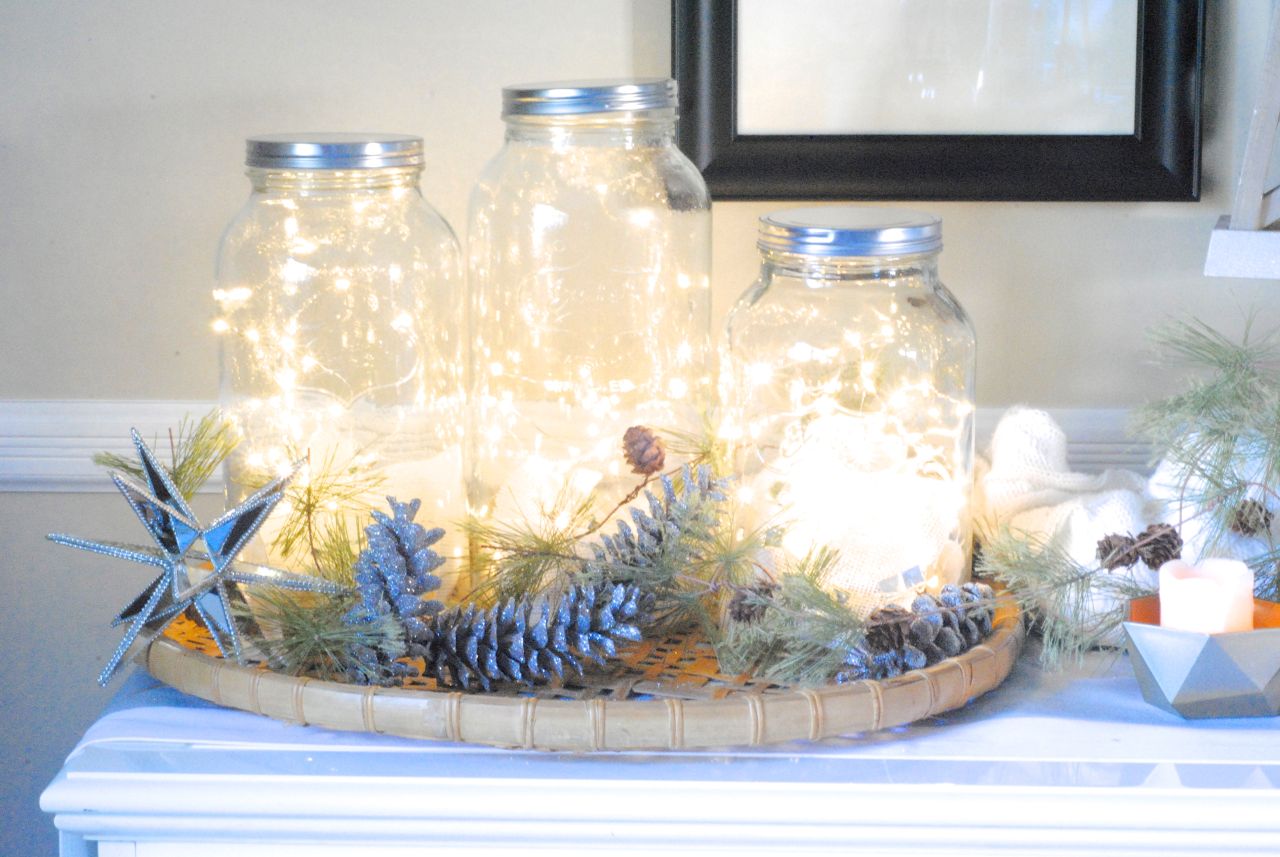 LED Fairy Lights Inside Mason Jars