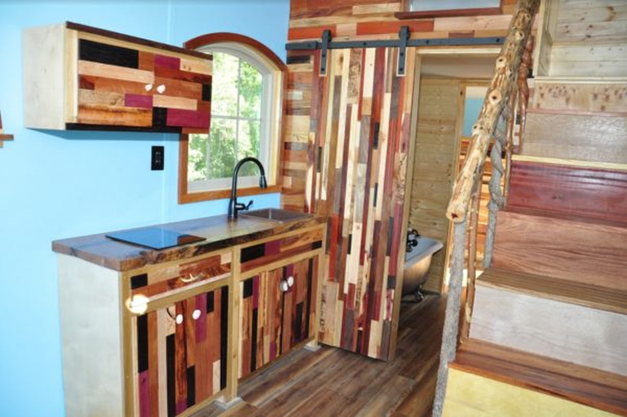 Pararie Dog Tiny House has exotic wood work