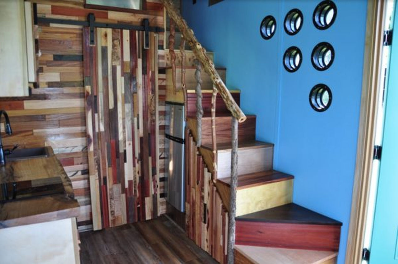 Pararie Dog Tiny House has storgae intergrated stairs