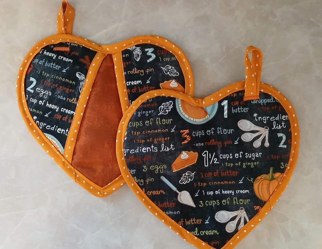 Pumpkin Pie Heartshaped Potholders
