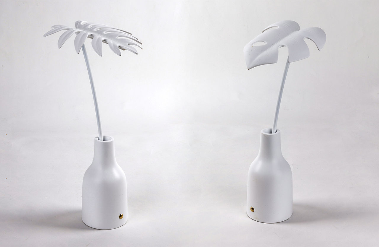 Seletti Leaf Light is rechargeable resin table lamp