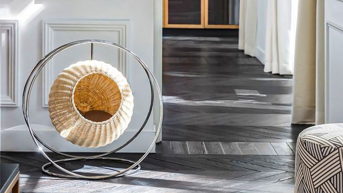 Solar Wicker Cat Bed Snuggles Your Feline In Its Celestial Design