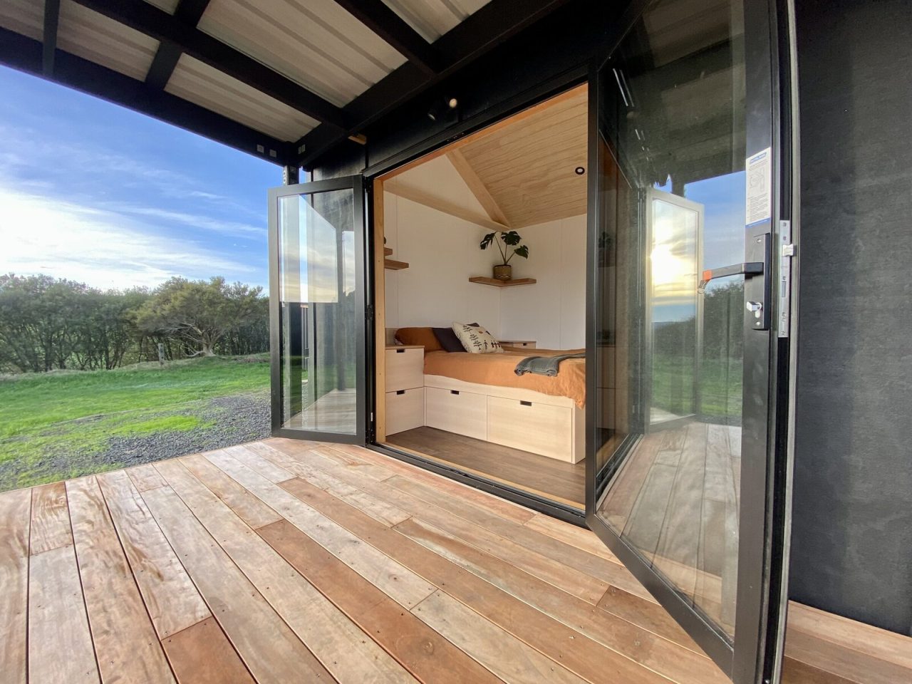 Whale Tiny House - bedroom doors