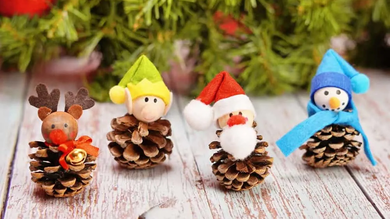 Charming Pinecone Christmas Characters Figurines