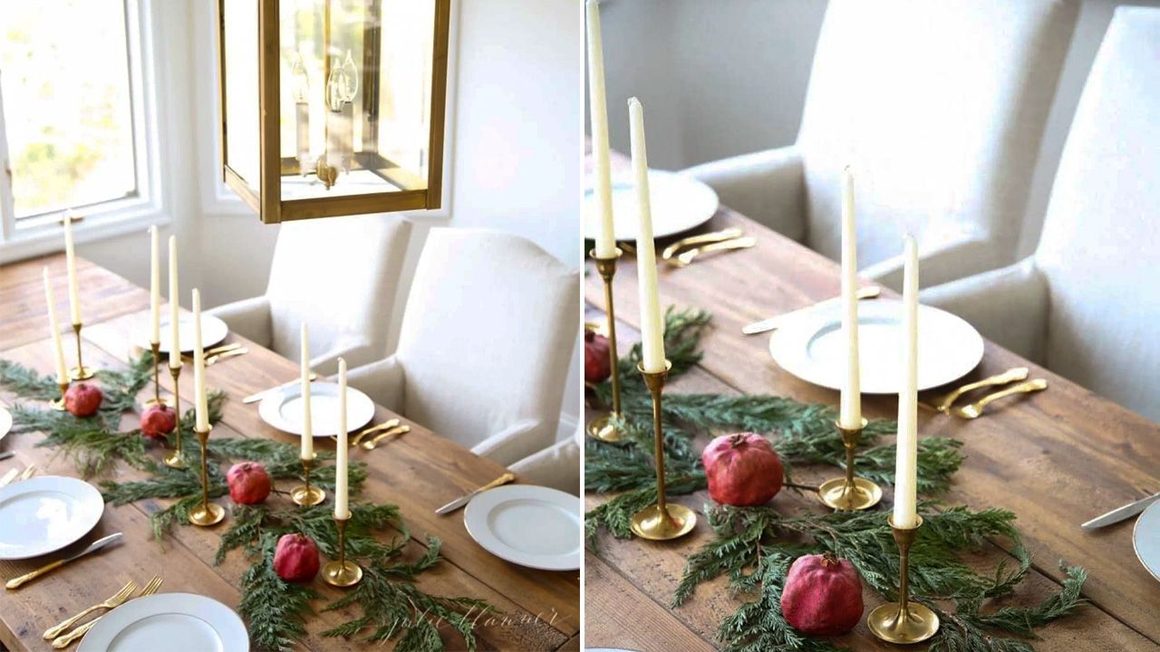 Christmas Candle Centerpieces - minimalistic with taper candles