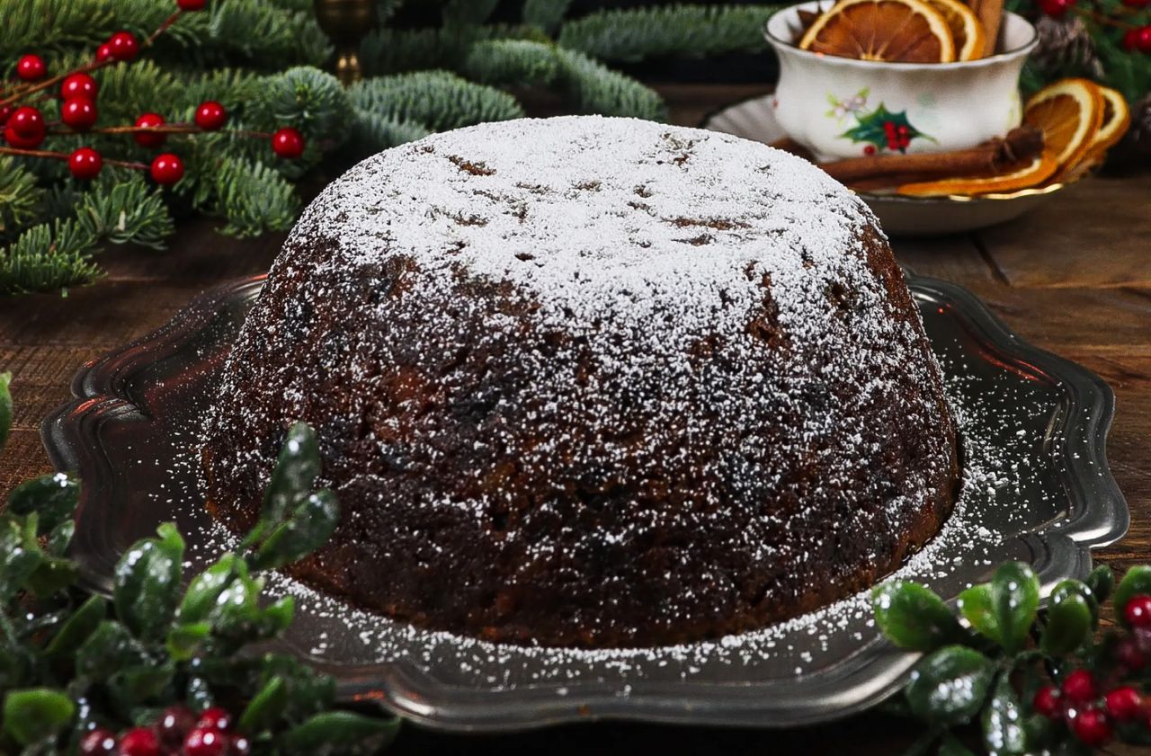 Christmas Dessert Ideas - Traditional Plum Pudding with Brandy Butter Sauce