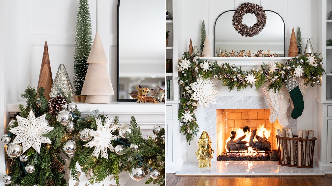 Christmas Fireplace mantel Decoration ideas - go big