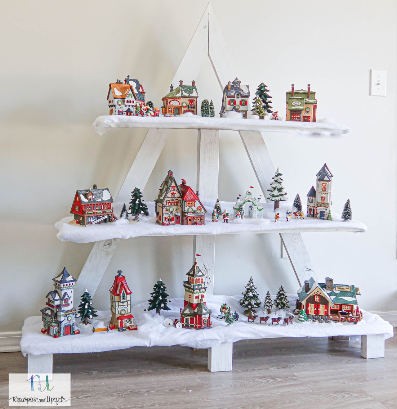 Christmas Tree Village Display Ideas - Christmas tree village shelf