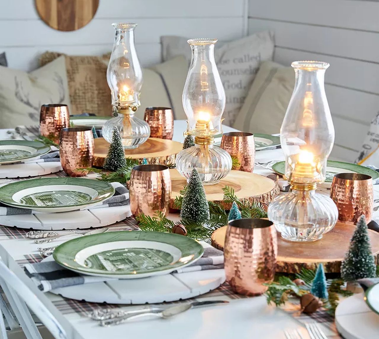 Copper Christmas Table decorations for dining table