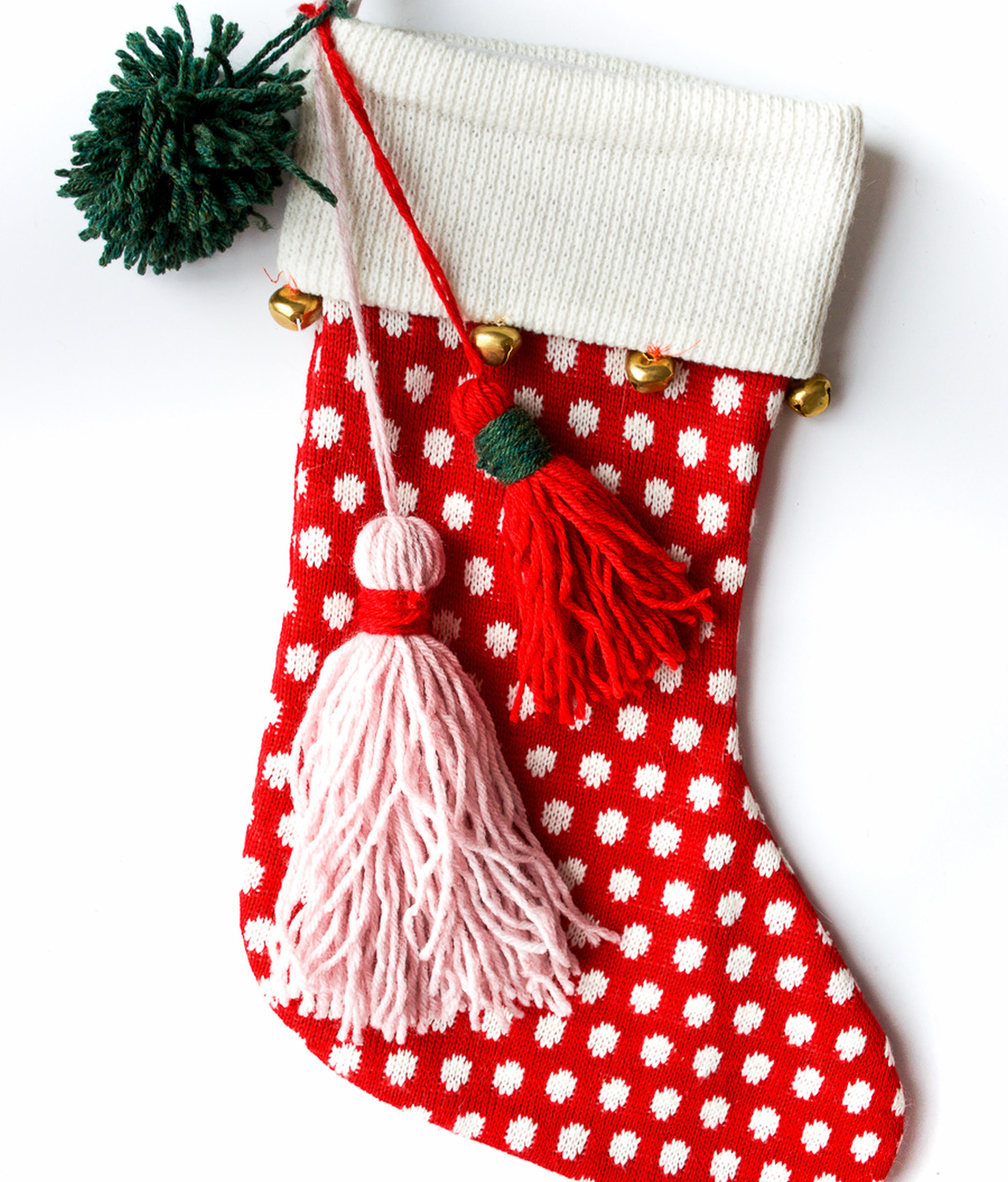 DIY Christmas Stockings With Tassels and pom poms