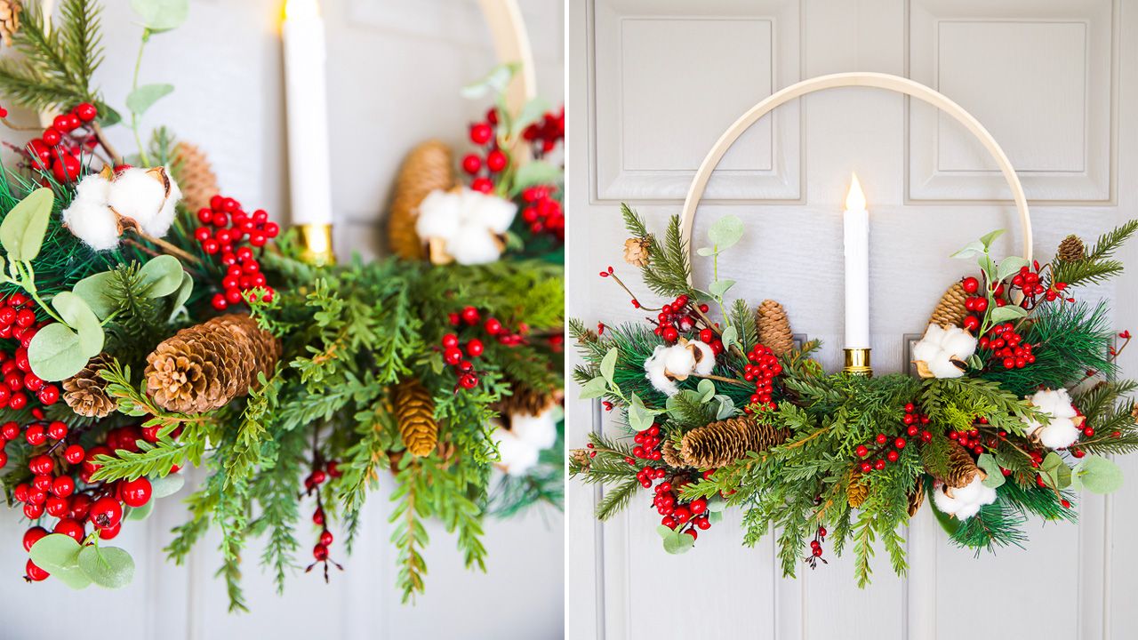 DIY Christmas Wreath Ideas - Embroidery Hoop Christmas Wreath