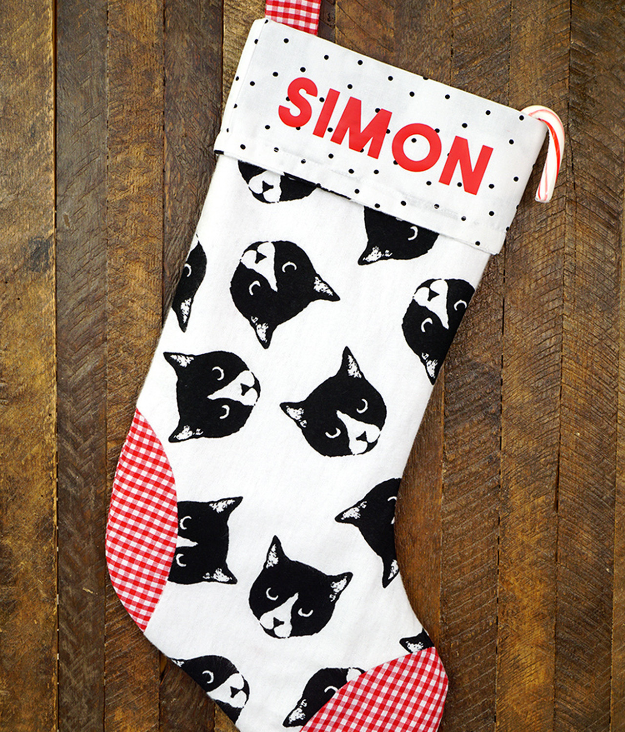 DIY Flannel cat Print Fabric Stocking