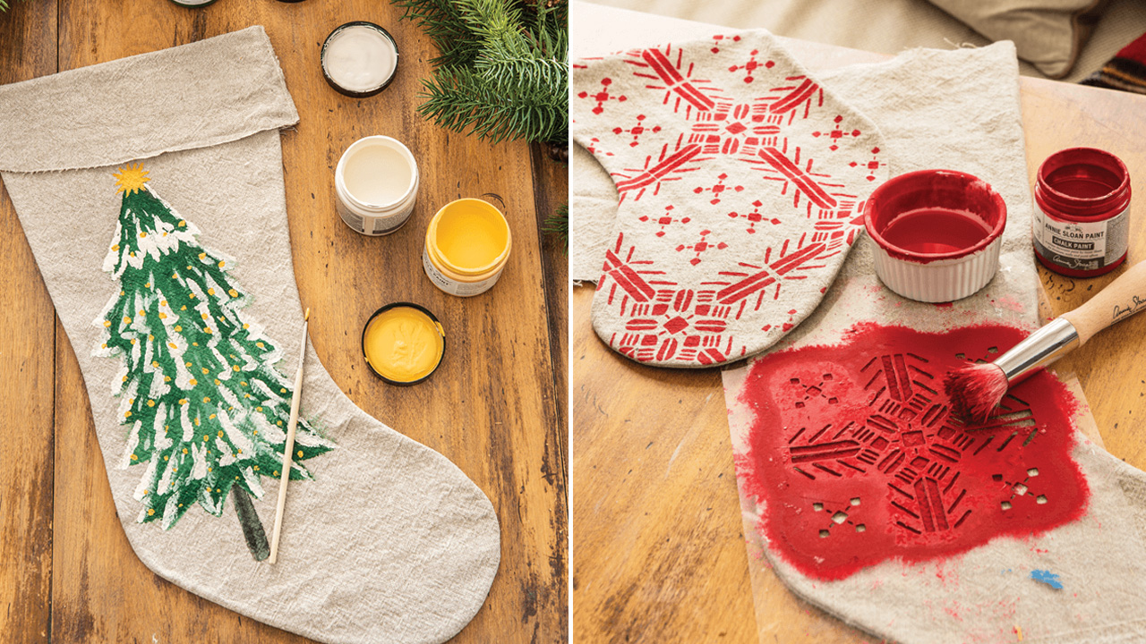 DIY Painted Artistic Christmas Stocking
