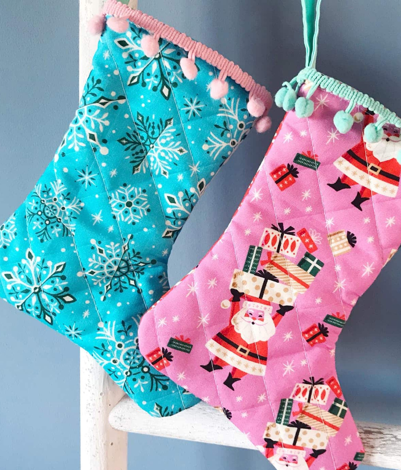 DIY Vintage-Pattern Quilted Christmas Stockings