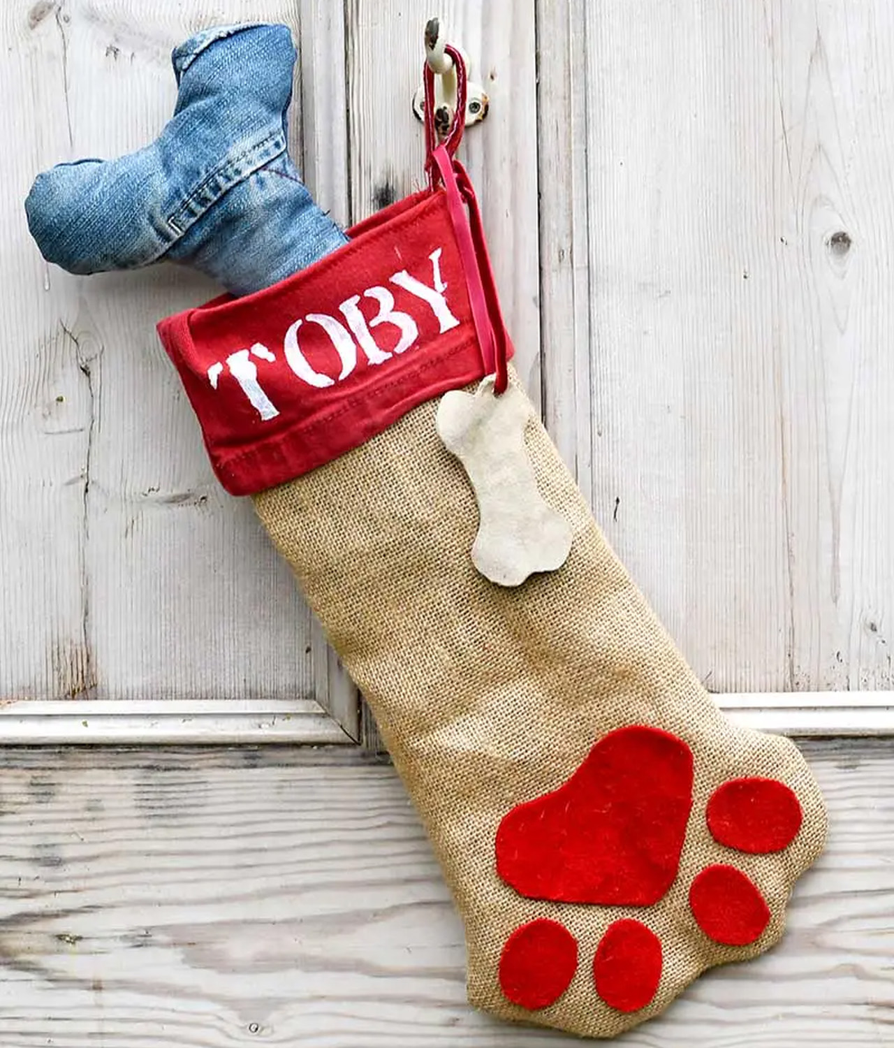 DIY dog paw Stocking