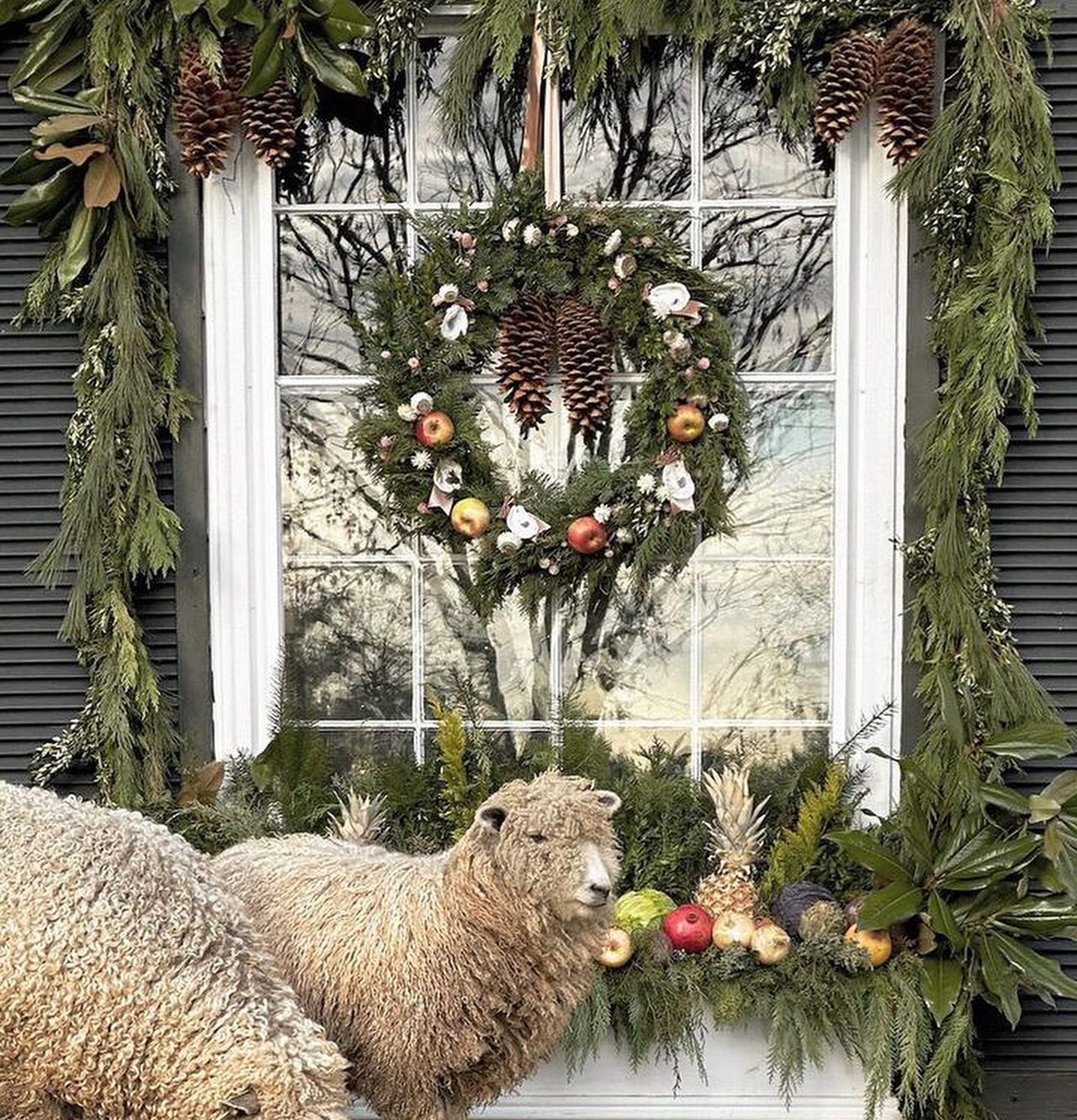 Easy Christmas Window Decoration Ideas - Greenery framing the window