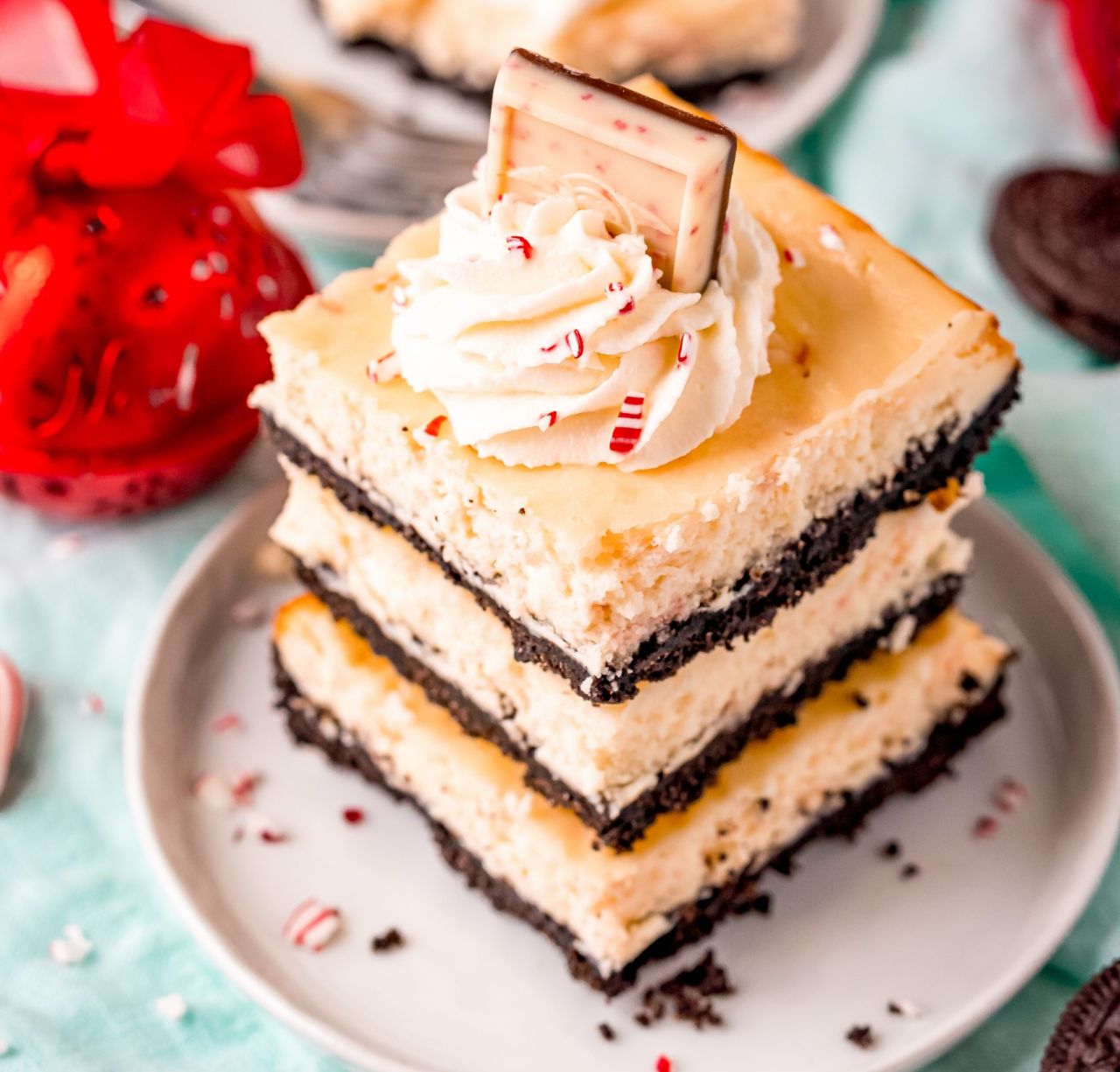 Peppermint Bark Cheesecake Bars