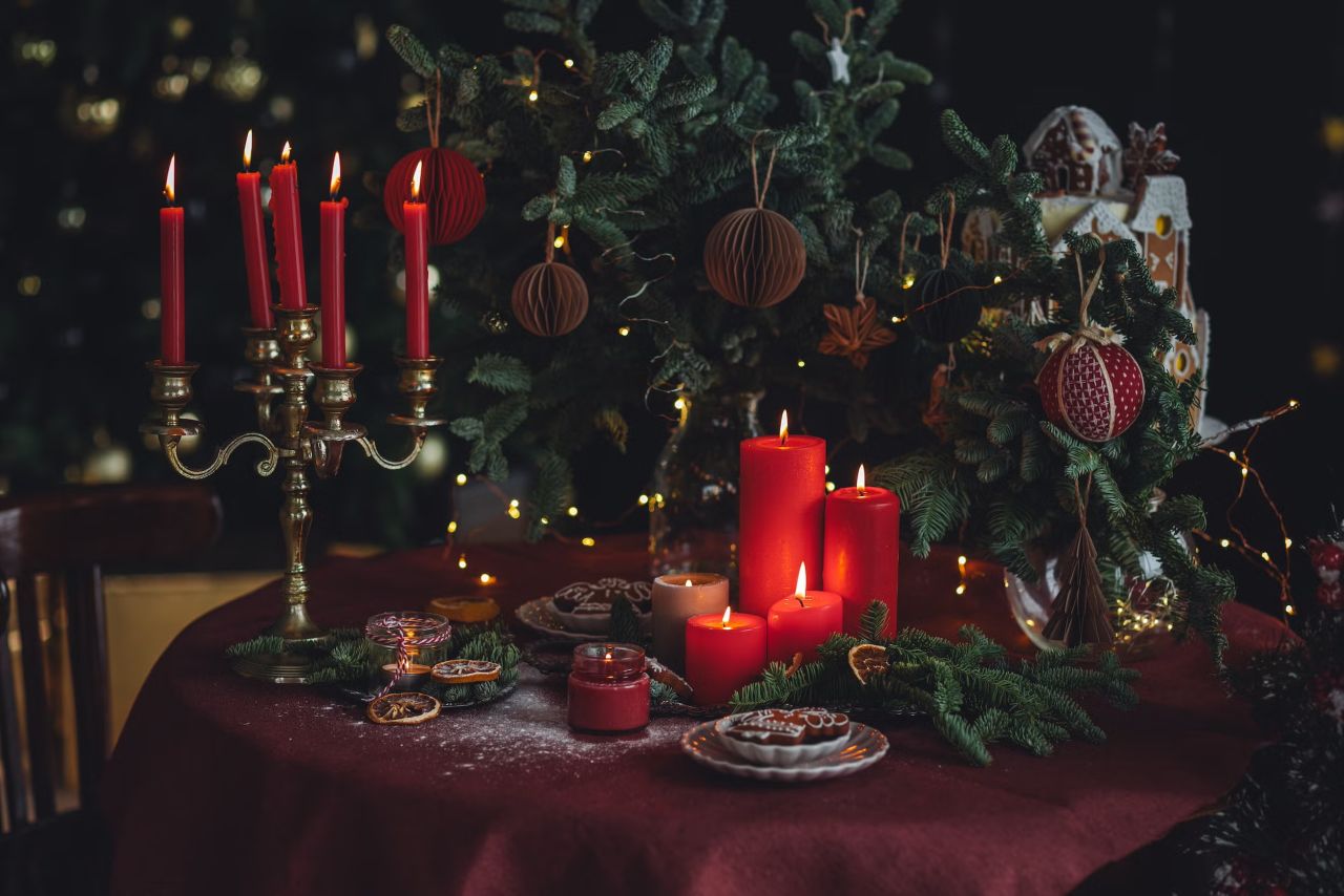 table with candles