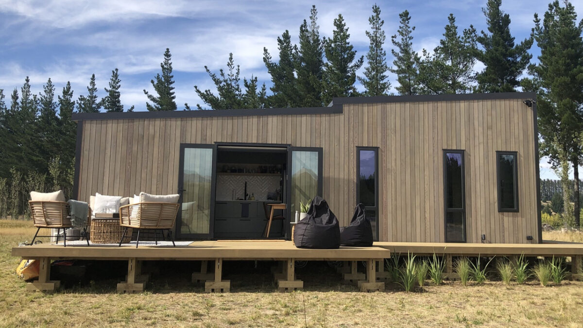 Little Haven Tiny House has Ceiling Bed, Home Office & Mudroom