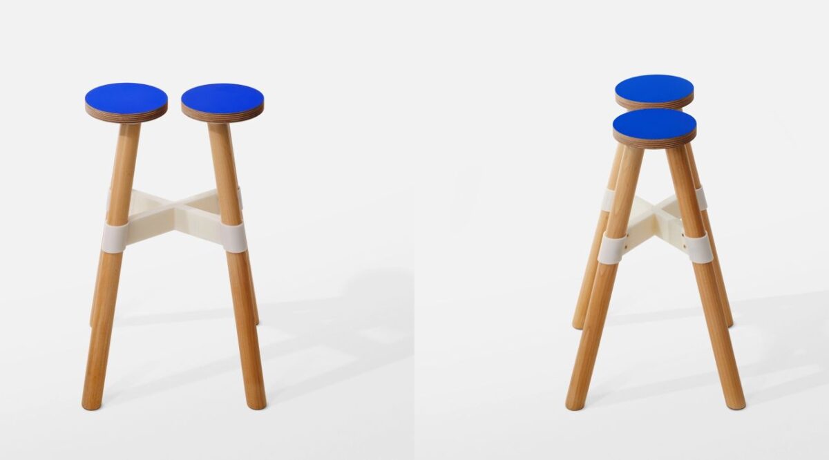 Dots Stool With Minimalistic Design Fissions Into Two Disc Seats