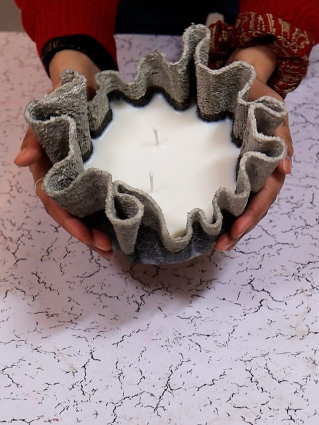 Beautiful Concrete Jar Candle Made from Old Towel