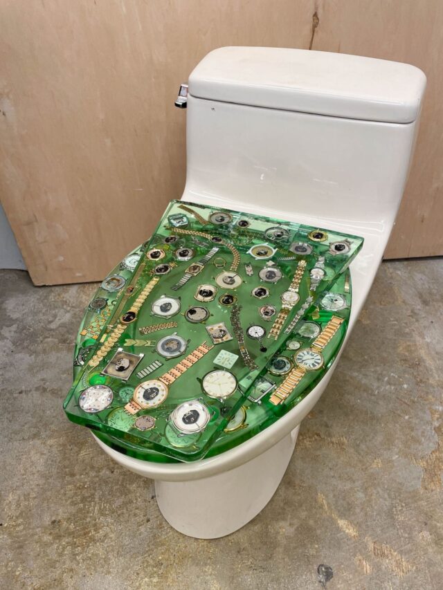 Artist Revives Boring Toilet Seat With Dead Analog Watches