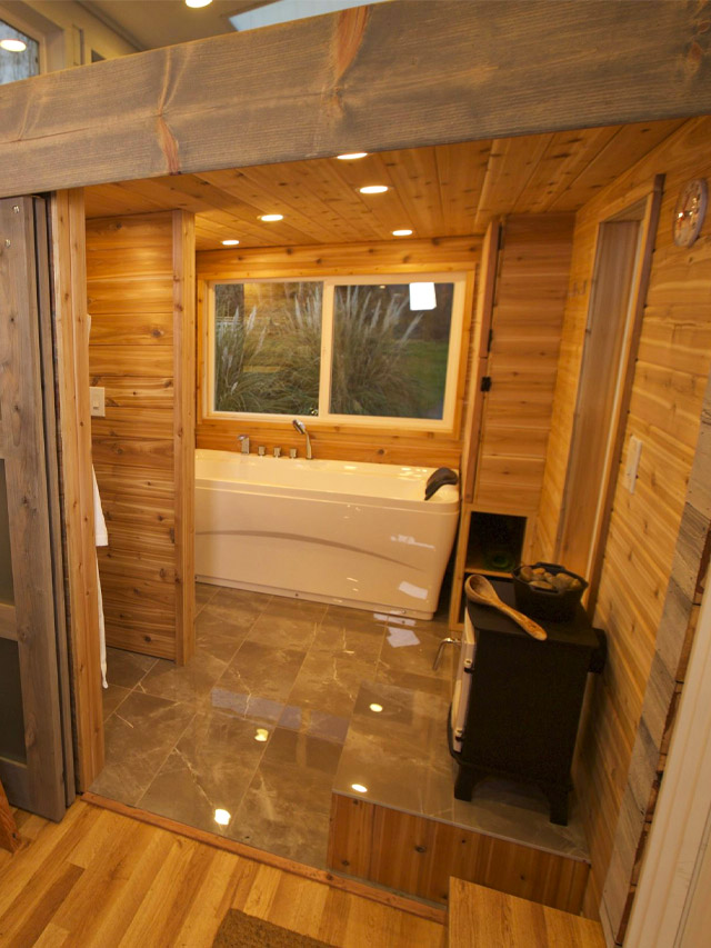 Tiny House with Big Bathroom That Turns into Sauna