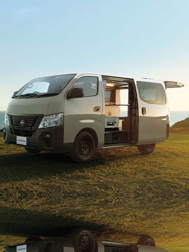 Nissan Camper Van has Drop-Down Wall Bed, Home Theater